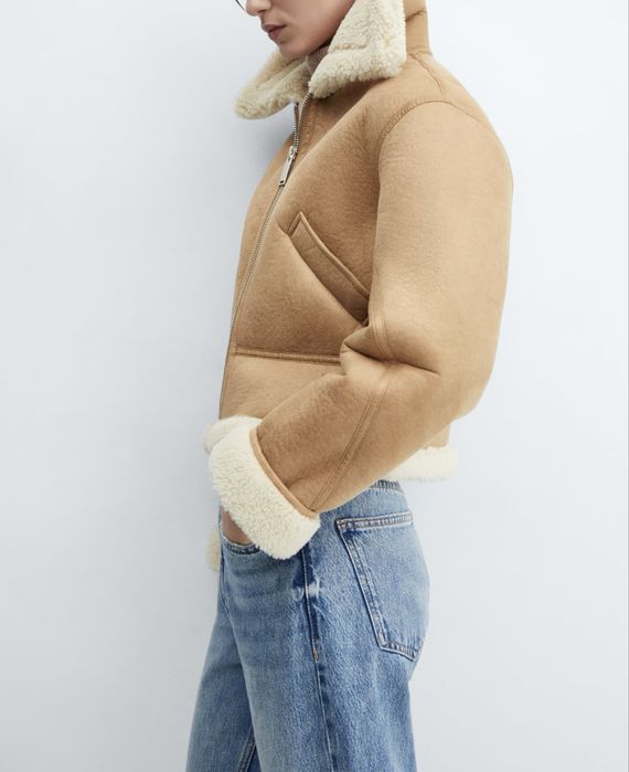 MANGO УНИКАЛНО дамско палто / яке  с каракул