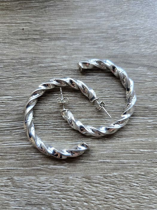 Сребърни обеци халки нови