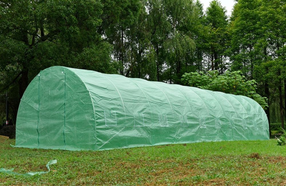 Градинска оранжерия с метална конструкция 6х3х2м, за зеленчуци, зелена