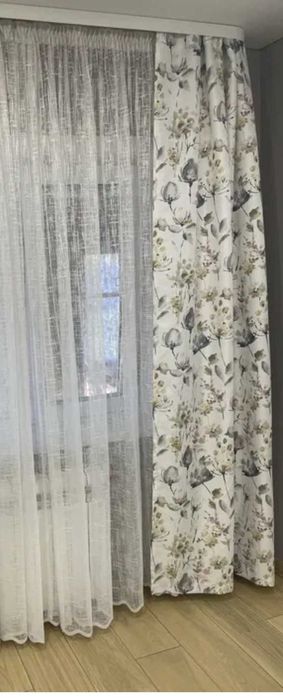 Штора , полулен ( 1 штука)