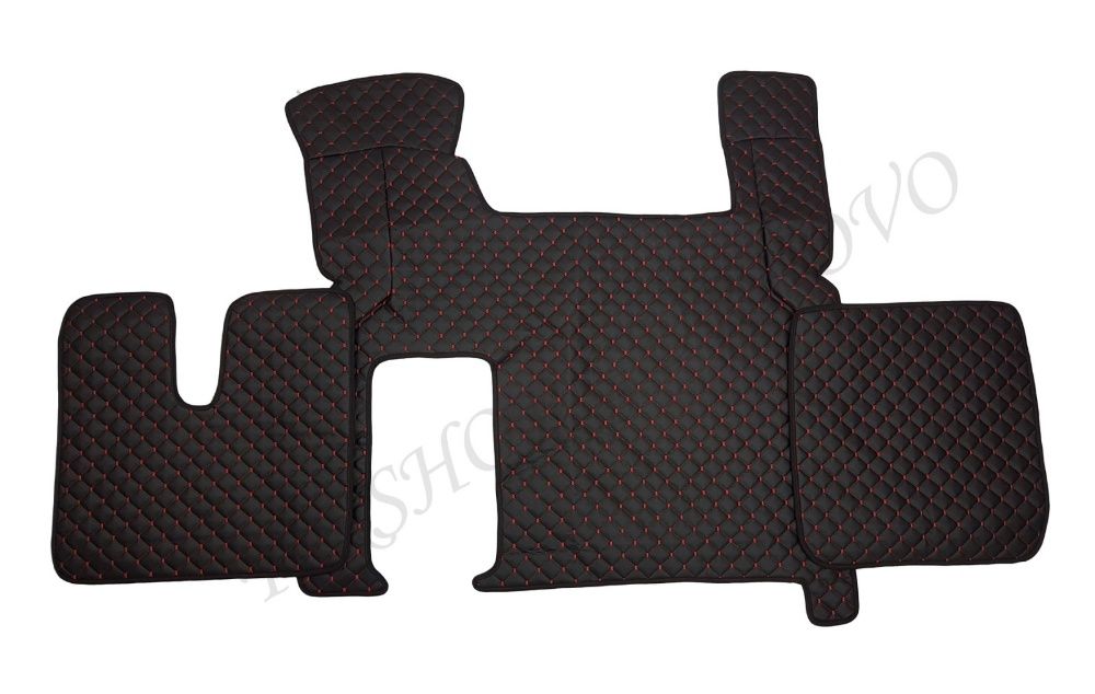 Кожени стелки LUX черни с червен конец за MAN TGX/МАН ТГХ