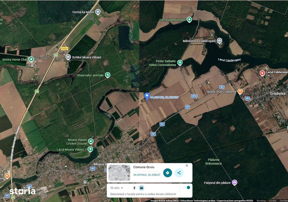 Parcela teren de 494 mp, acces ușor , la 35 km de Bucuresti
