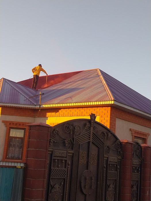 Покраска крыша, ворота краскілеу