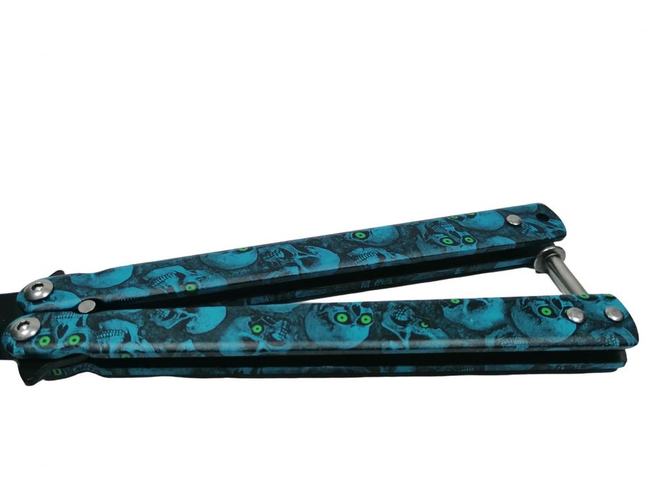 Briceag fluture, Happy Blue Skulls, pentru antrenament, 22 cm