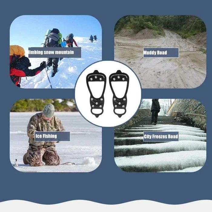 Котки за Лед и Сняг с 8 Зъба от Неръждаема Стомана За в Град и Планина