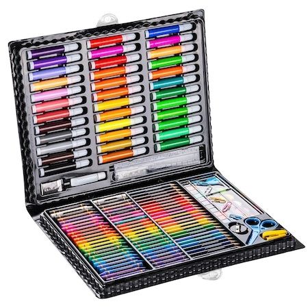 Детски комплект за рисуване с 150 части, в пластмасова кутия

Комплект