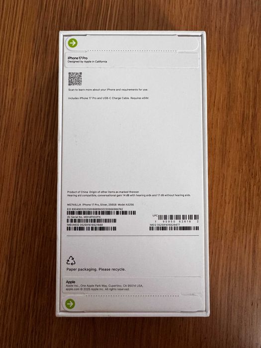 iPhone 17 Pro, Silver, 256 GB + USB-C кабел