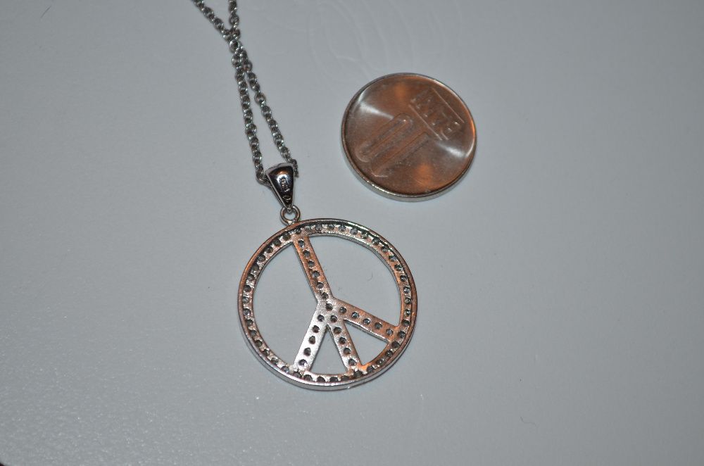 LANT + PANDANTIV ARGINT 925 - De firma SWAROVSKI - Make Peace Not War!