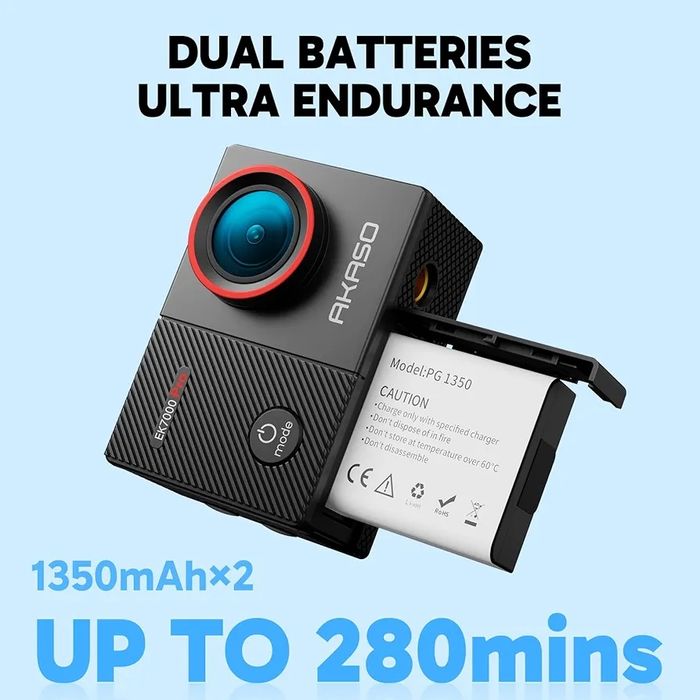 AKASO  EK7000 Pro. 4K/Екшън камера CMOS сензор, 20MP+ комплект аксесоари