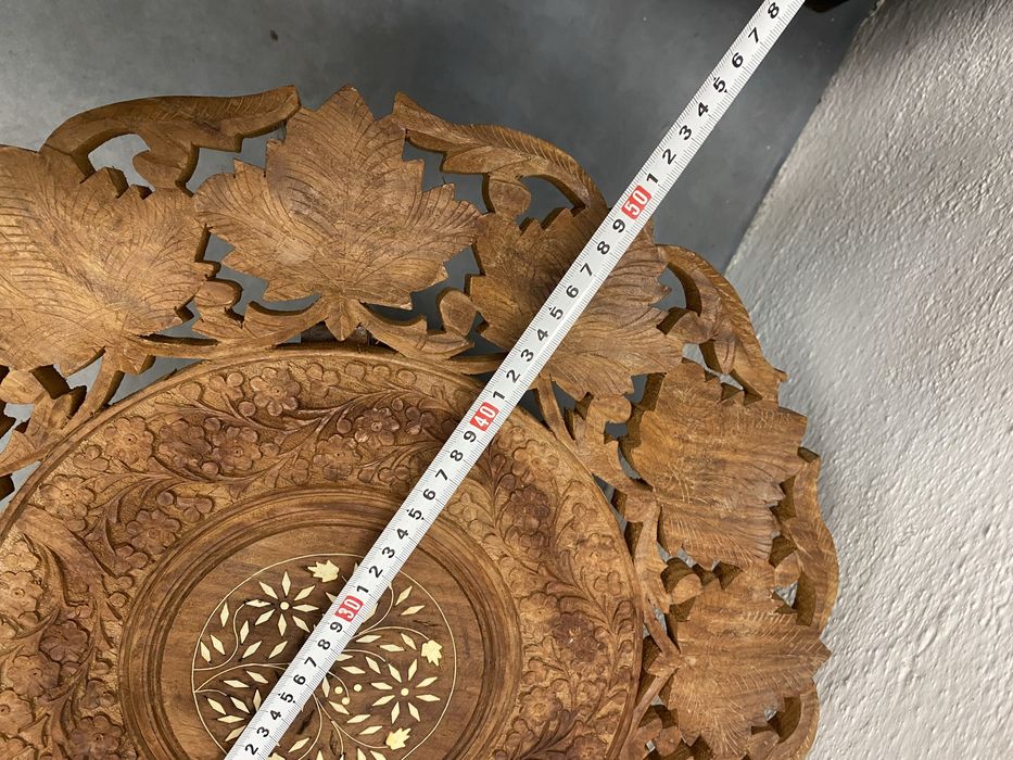Индийска резбована маса за кафе от тиково дърво