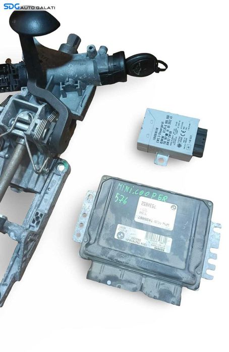 Kit Pornire ECU Calculator Motor Contact cu Cheie si Coloana Volan Directie Mini Cooper 1.6 i Benzina 2003 2001 - 2006 Cod 61356905666 6905666 1214752761001 7527610 7530652 [M9959]
