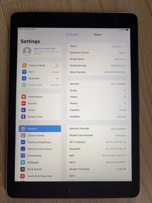 iPad Air 2 cellular 16GB