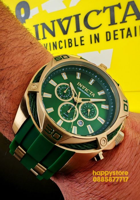 INVICTA Vanguard Green/Gold 50mm, Инвикта нов ръчен часовник