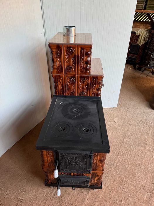 Soba de teracota cu plita mare si cuptor 4 randuri culoare degradeu