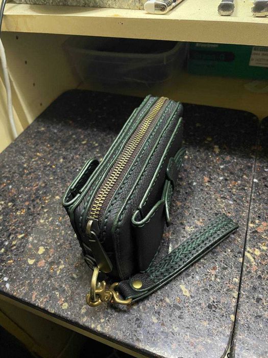 Мини барсетка из натуральной кожи, ручная авторская работа.