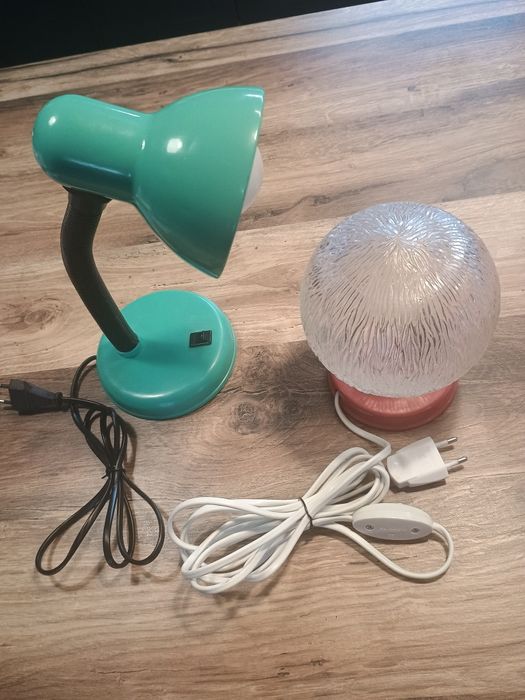 Lampa vintage sticla și metal ,lampa lucru birou