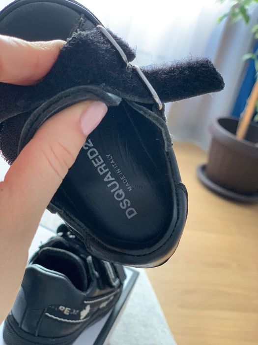 Tenisi Dsquared2 Junior din piele cu bandă cu siglă marimea 19