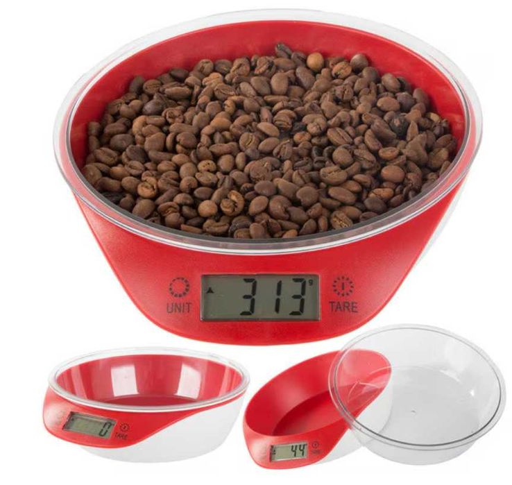 Cantar de bucatarie electronic Verk Group, cu bol detasabil, rosu