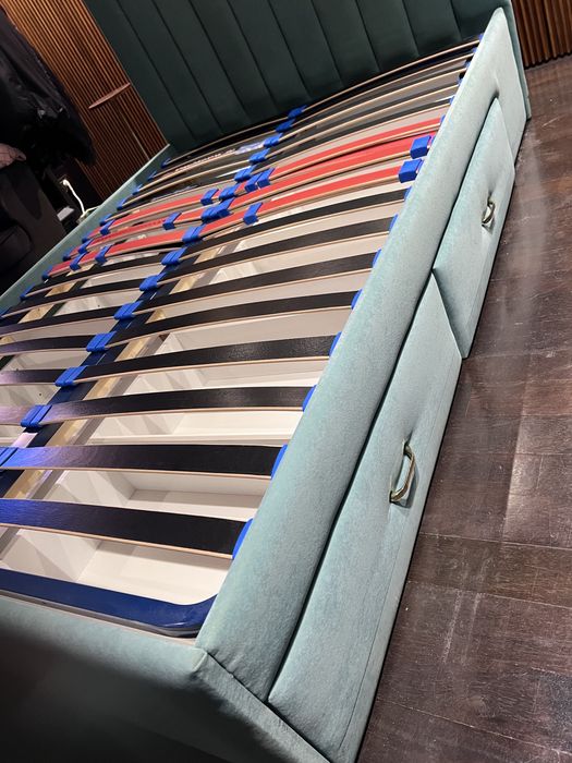 Легло с матрак и чекмеджета 140/200 плюш цвят мента