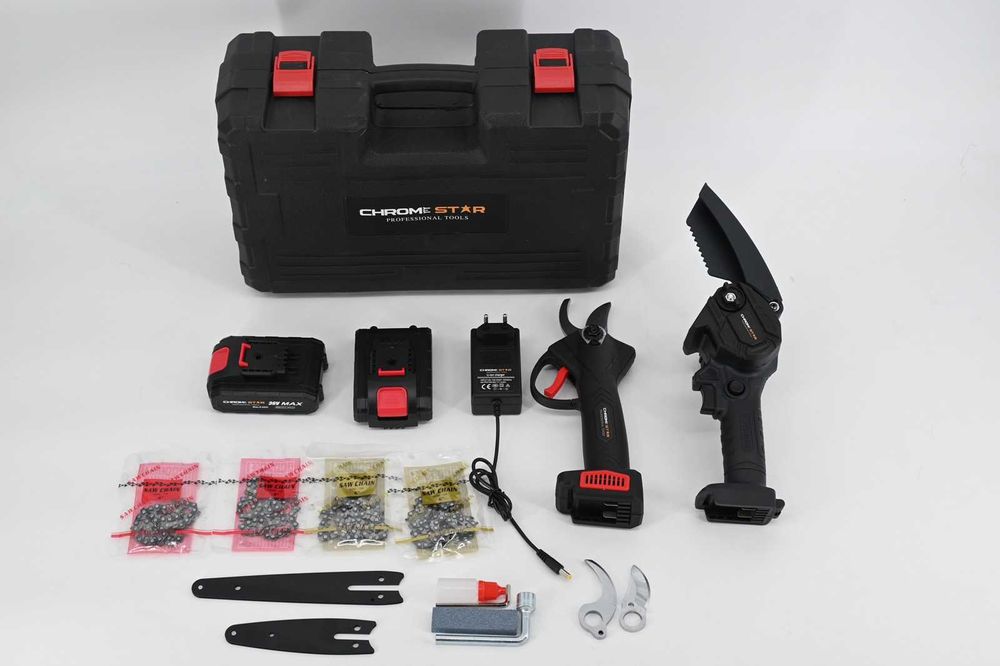 2в1 Акумулаторна Ножица+Резачка ChromeStar 36V 8Ah + 2ри нож за ножица