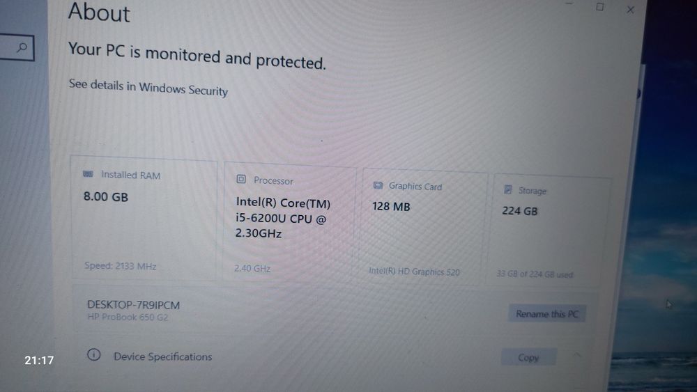 Hp Probook 650 g2 i5 6200