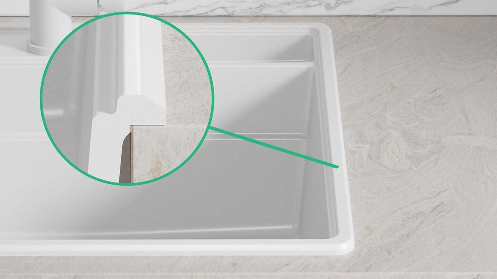 Бяла кухненска мивка от гранит Ню Йорк 60 Multispace 580 x 530 мм