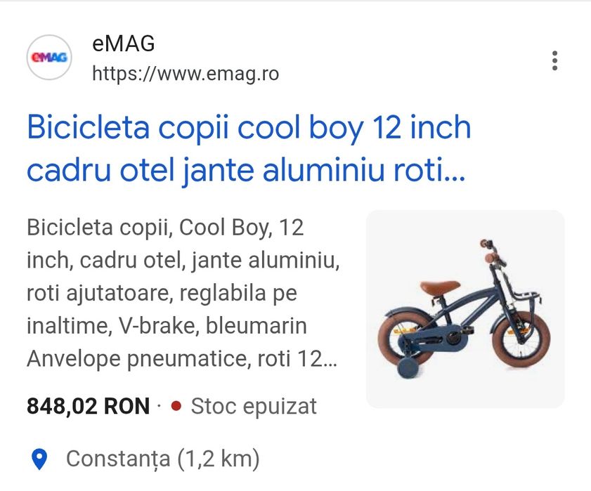 Bicicleta copii 2-4 ani