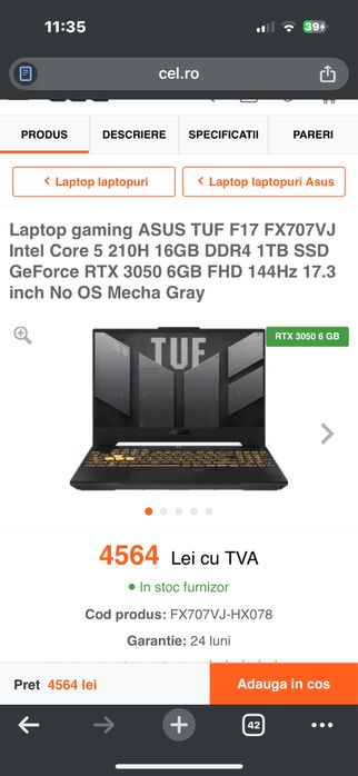 Vand Laptop Asus Tuf F17 - GAMING