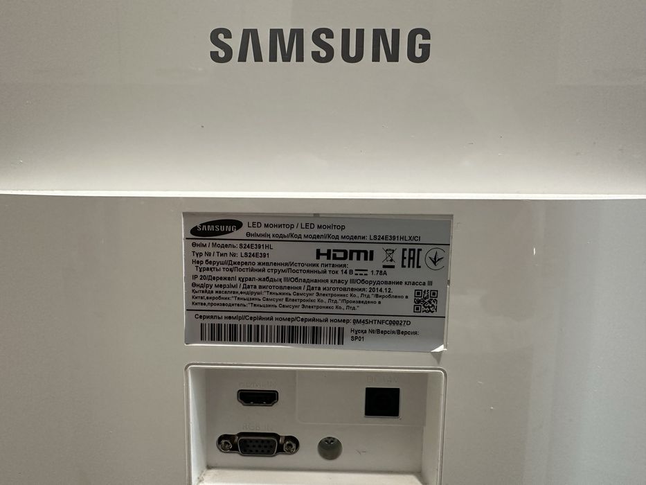 Монитор 24" Samsung S24E391HL (Full HD, PLS/IPS)