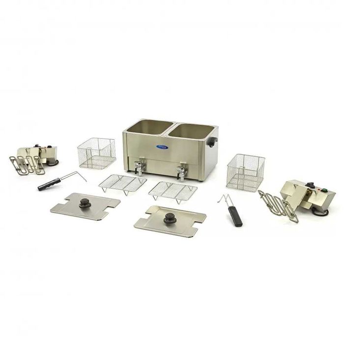 Електрически фритюрник 2 x 8 л, с 2 крана и студена зона