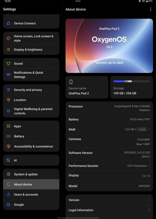 OnePlus Pad 2 12 Gb ram 256 Gb Ca noua