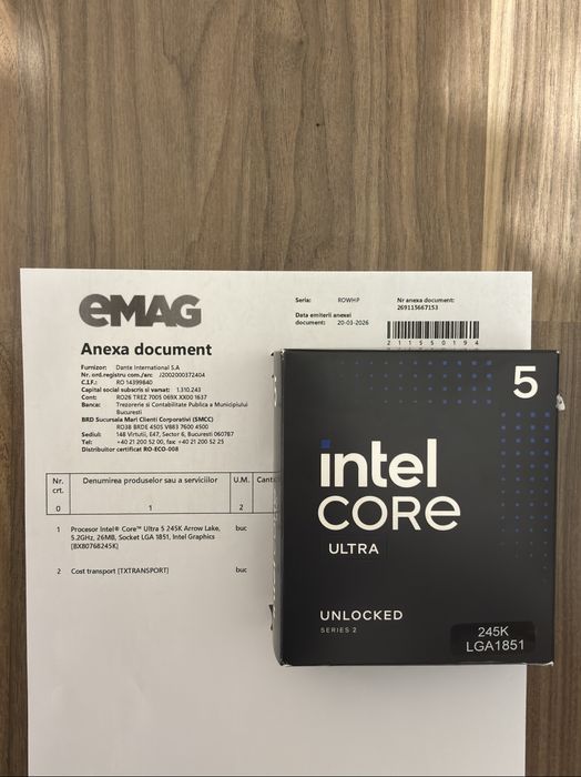 Intel Ultra 5 245K, garanție 3 ani