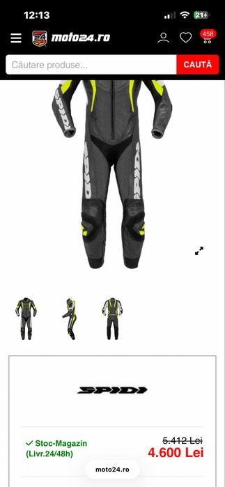Costum combinezon piele moto 58 / Casca Scorpion R1 XL