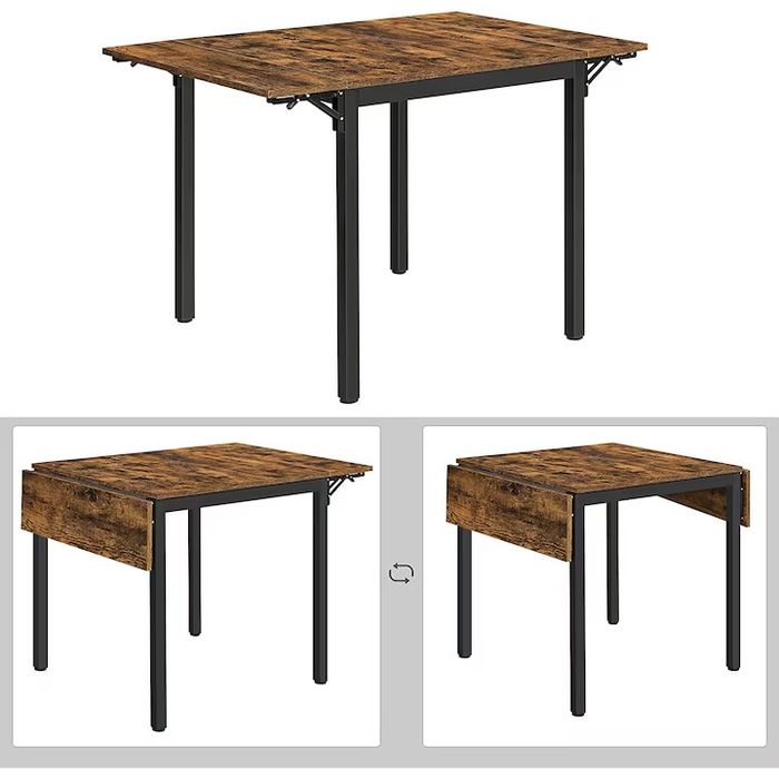 VASAGLE Masa de bucatarie sau living, extensibila, pentru spatii mici, stil industrial 75x78x85/120cm maro, scaunele nu sunt incluse , noua