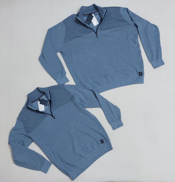 Pulover nou tricotat CASAMODA cu fermoar scurt mărimea 3XL ptr bărbați