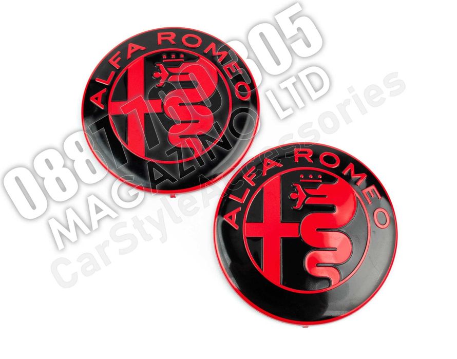 Червени Емблеми за Алфа Ромео 2бр. 147 159 Brera Mito Giulietta
