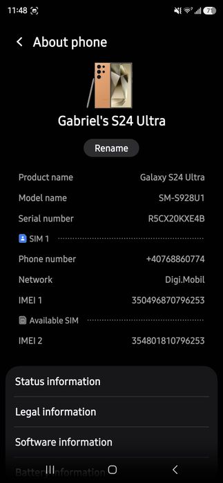 Vând schimb cu iphone 16 pro max Galaxy S24 Ultra ca nou la cutie