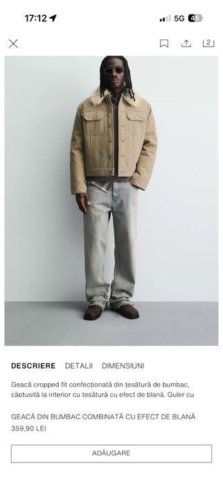 Vand  geaca din bumbac cu efect de blana