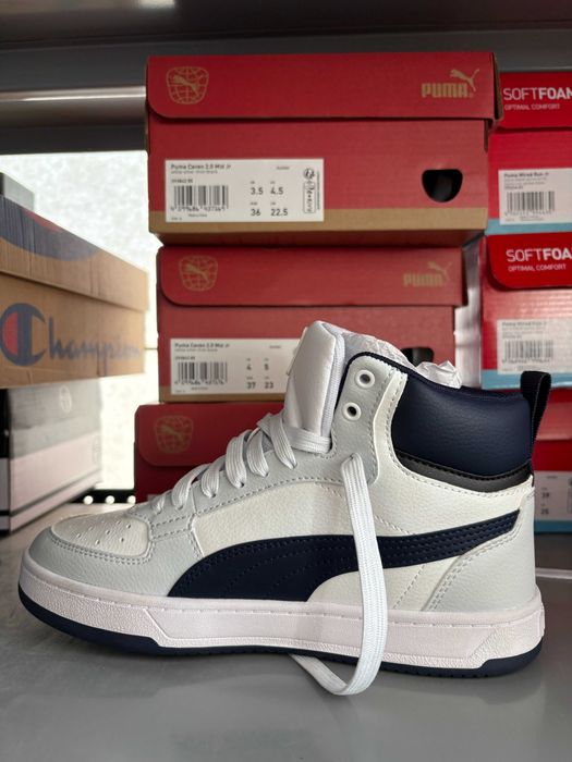 Puma Caven 2.0 Mid – НОВИ с кутия, бяло/тъмносиньо кецове, 36 / 37 / 38