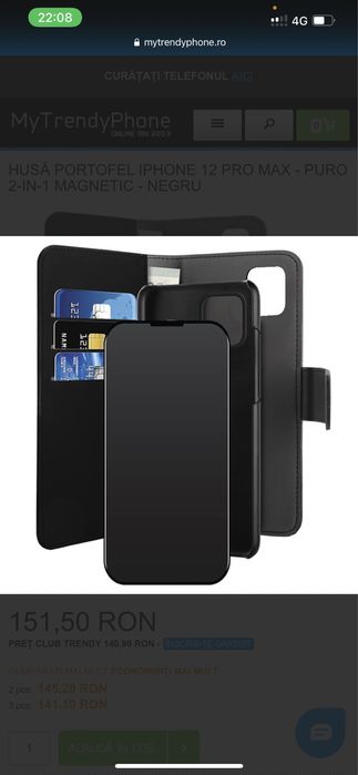 Husa Iphone 12 Pro Max Promax Puro Wallet Detachable 2 in 1