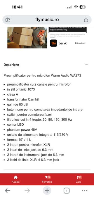Preamplificator microfon studio Warm audio w273 impecabil
