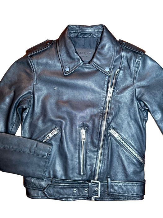 AllSaints Balfern Дамско Кожено яке Агнешка Кожа Черно Small UK 8
