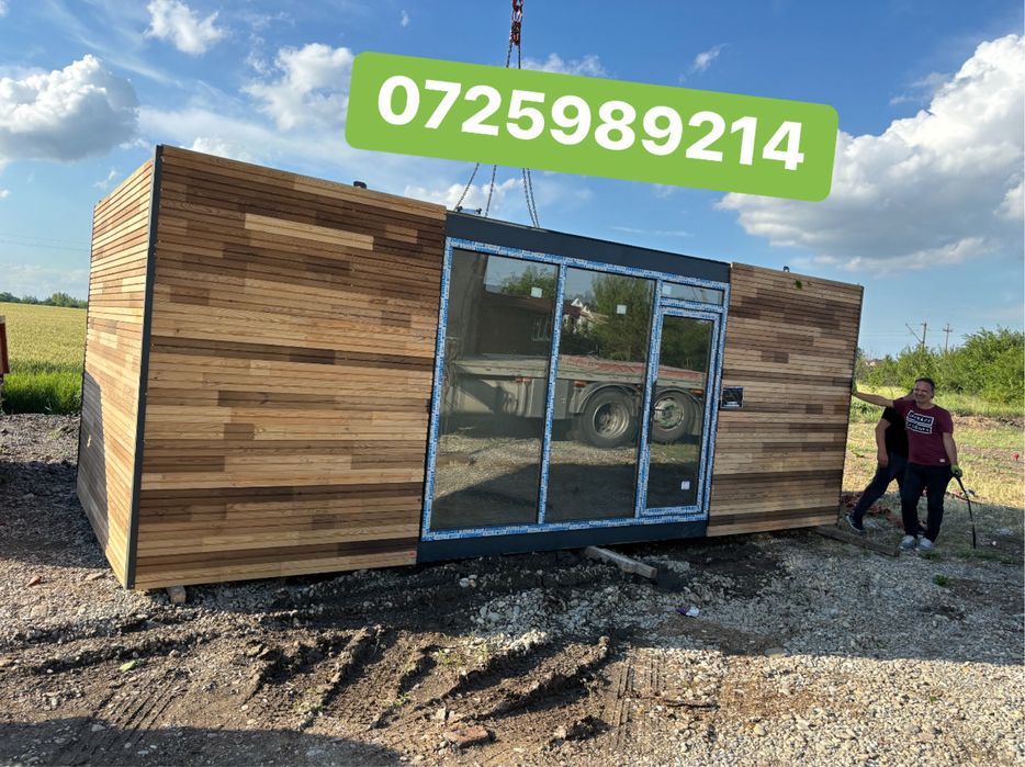 Vand container modular 3m x 7m cu lambriu pe exterior modelul din anun