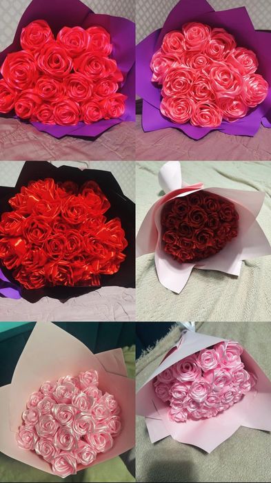 Цветы из атласной ленты