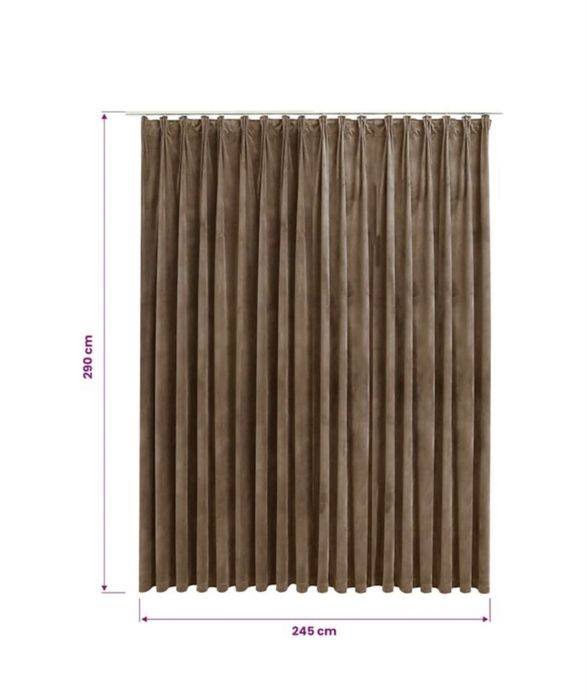 Draperie opacă, bej, 290 x 245 cm, catifea, cu cârlige