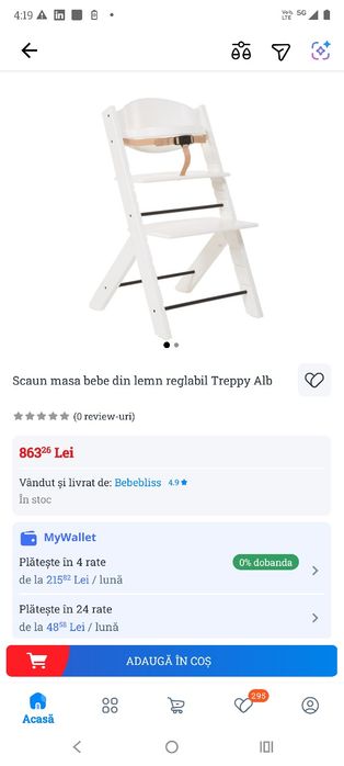 Scaun copil Treppy lemn alb - regalbil