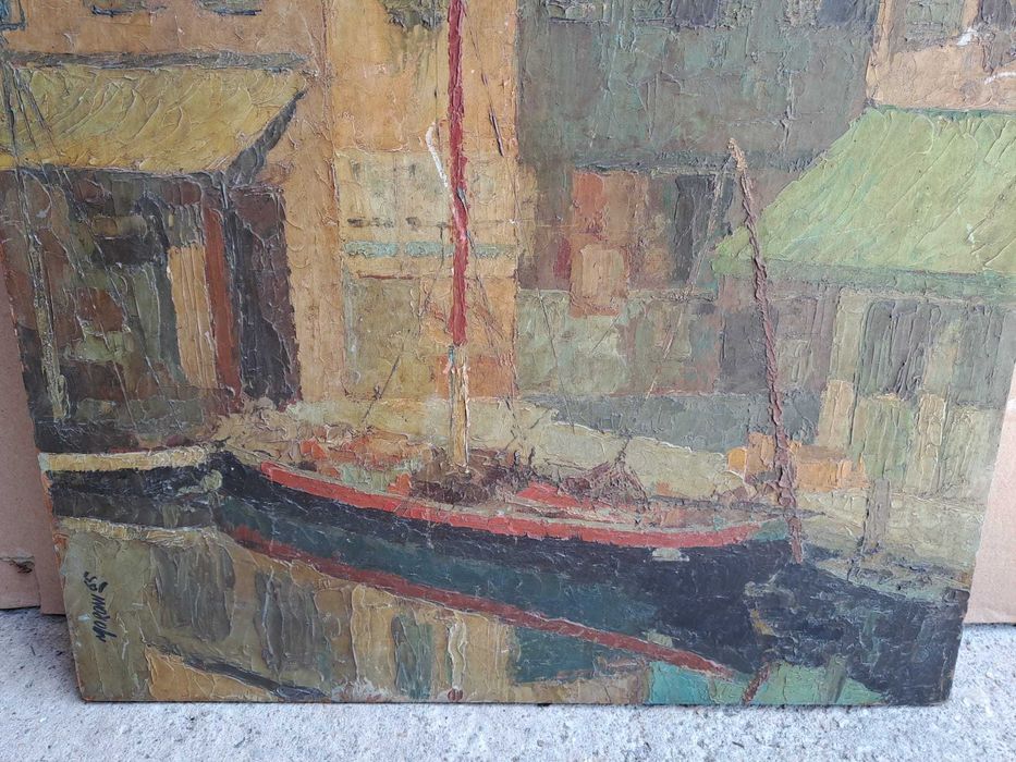 tablou pictura pe placaj 60/45 cm semnat Moroni datat 65