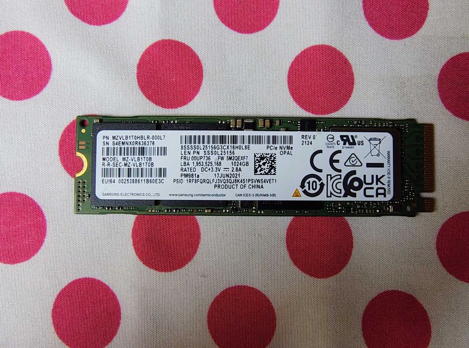 Samsung SSD PM981a 1 TB PCI Express 3.0, NVMe, M.2