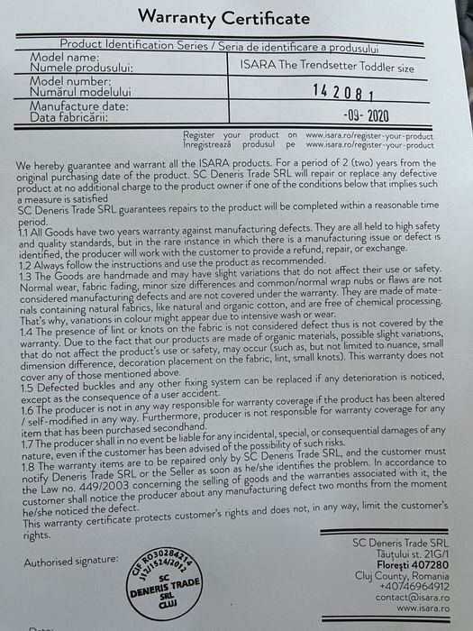 ISARA TODDLER - marsupiu