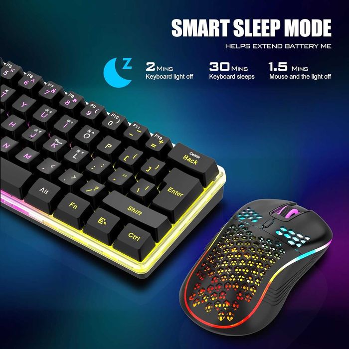 RedThunder K62,set tastatură și mouse wireless gaming,60% RGB,QWERTZ
